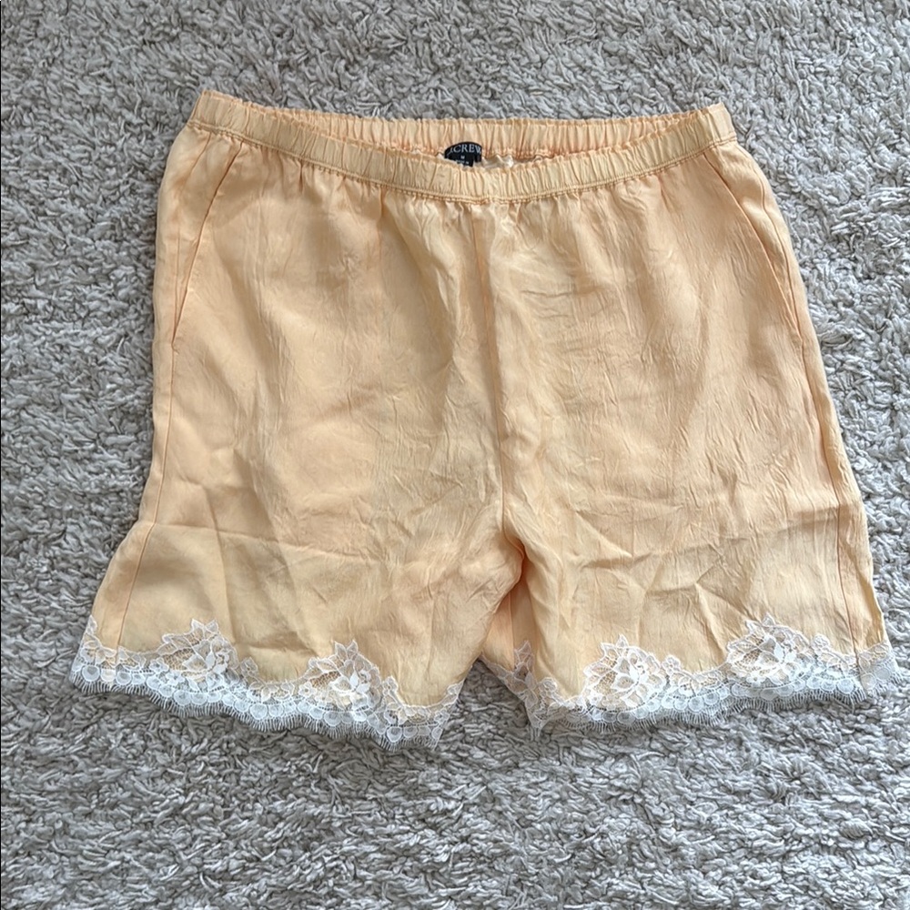 J Crew Peach Lace Trim  Shorts brand new